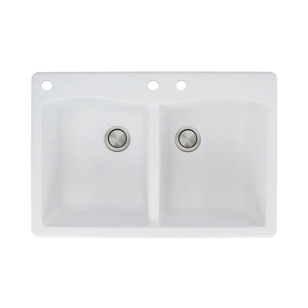 Transolid ATDE3322-12-CADE Aversa Granite 4-Hole Drop-in Double-Bowl Kitchen Sink, 33-in L x 22-in W x 9-in H, Espresso