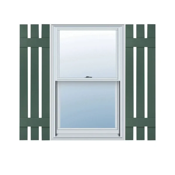 Ekena Millwork 12 in. x 24 in. Lifetime Vinyl Custom Three Board Spaced Board and Batten Shutters Pair Forest Green