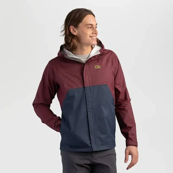 Outdoor Research Apollo Rain Jacket - Men's Burgundy/Naval Blue, XXL