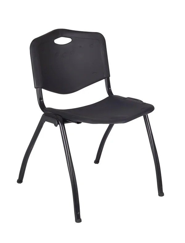 Regency Kee 42x22 Square Breakroom Table- Grey/ Black & 4 &M& Stack Chairs- Black