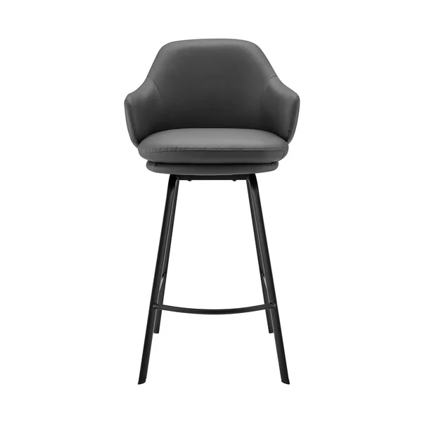 30x22 Brigden Swivel Counter Height Barstool with Gray Faux Leather Black Metal - Armen Living