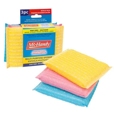 3 Pack Plastic Scrubber Sponge - Wholesale, Bulk (Pack of 60)