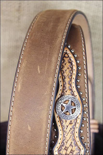Nocona Western Belt Mens Leather Ranger Star Concho Brown N2501844
