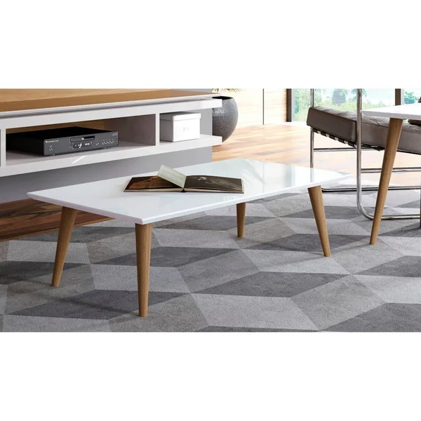 Manhattan Comfort Utopia 11.81x22 High Rectangle Coffee Table with Splayed Legs - White Gloss