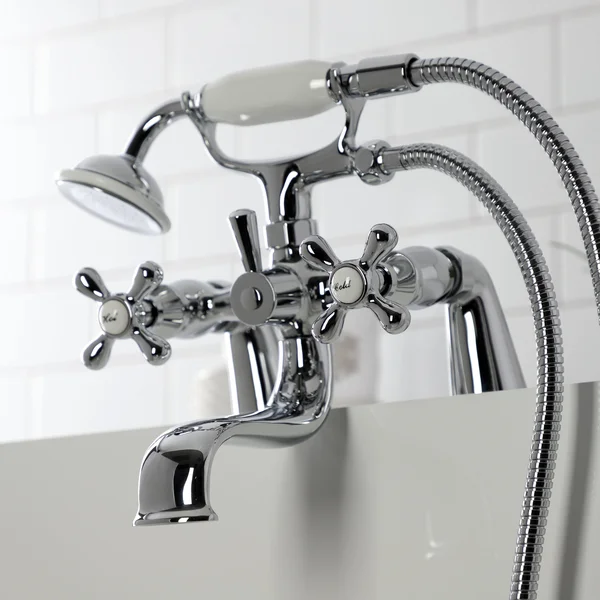 Kingston Brass KS227C Kingston Deck Mount Clawfoot Tub Faucet with Hand Shower Polished Chrome