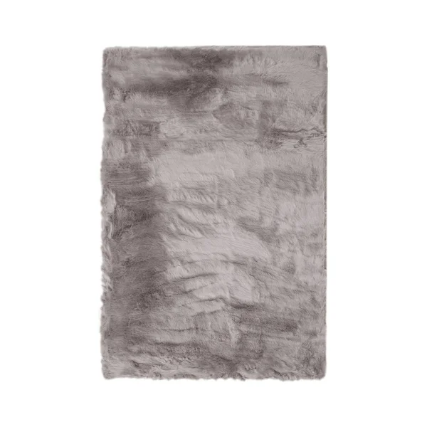 Abacasa Mink Silver Acrylic and Polyester Faux Fur Area Rug