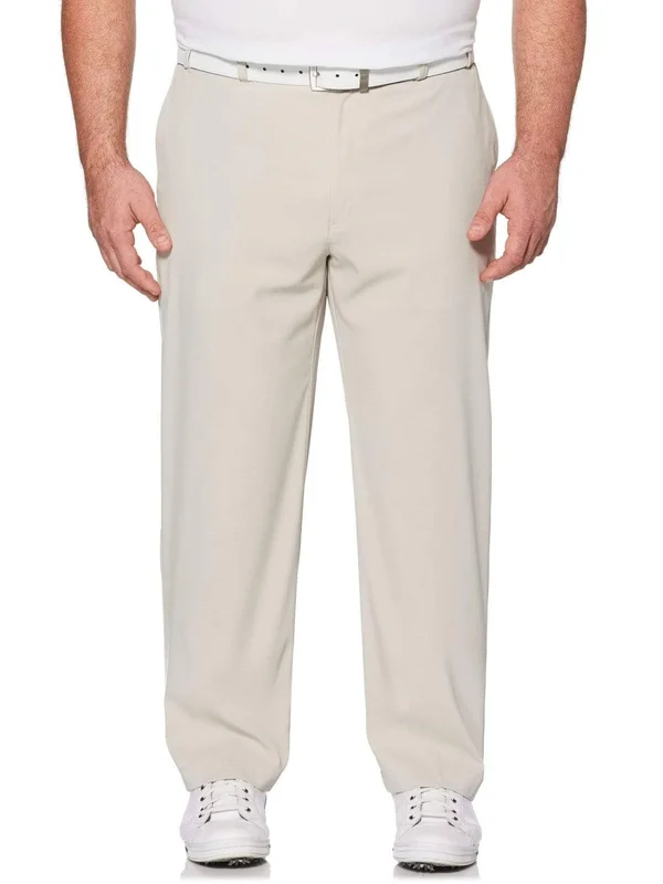 Callaway Men's Big & Tall Stretch Lightweight Classic Pants w/ Active Waistband - Size 42 x 38, Silver Lining Beige, Polyeste