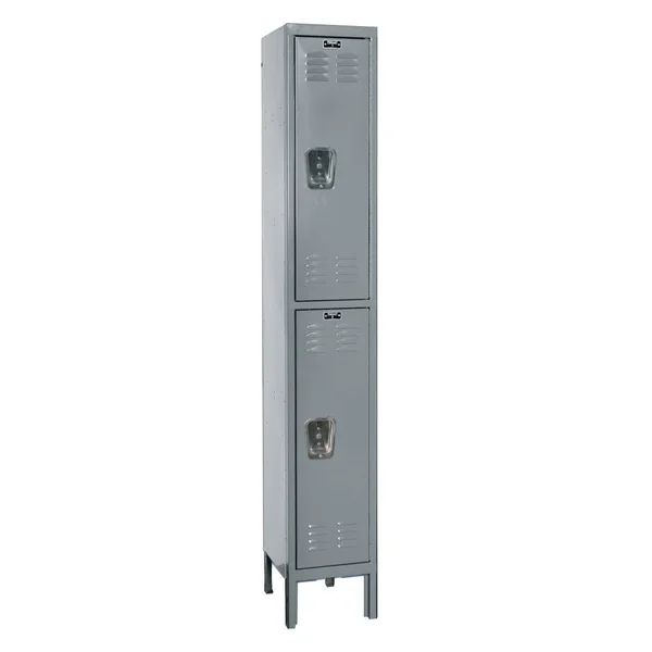 Premium 2 Tier 1 Wide School Locker Hallowell Size: 78x22 H x 15x22 W x 18x22 D, Color: Dark Gray