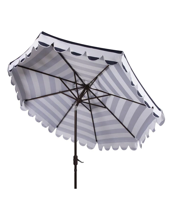 Safavieh 9-ft. Striped Scalloped Trim Patio Umbrella, Black