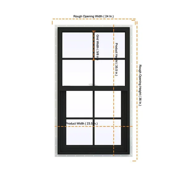 JELD-WEN 24 in. x 36 in. V-2500 Series Bronze FiniShield Vinyl Single Hung Window with Colonial Grids/Grilles