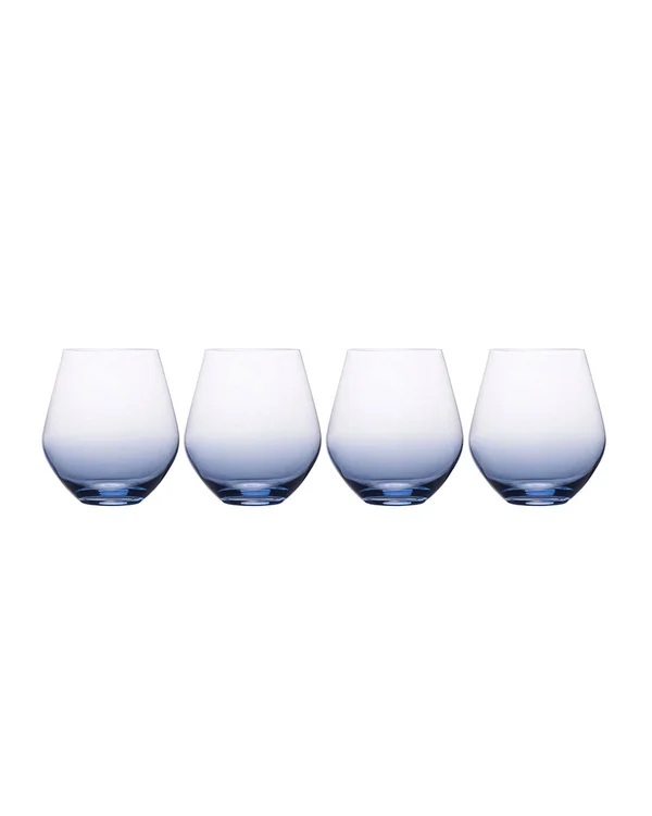 Gianna Ombre Blue Set of 4 Stemless Wine Glasses