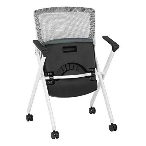 Folding Chair with Breathable Mesh Back and Gray Fabric Mesh Seat