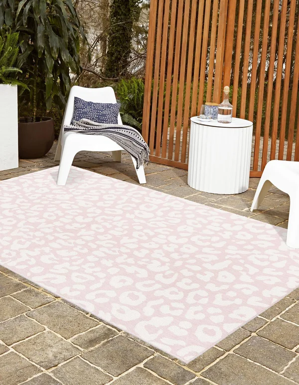 Outdoor Safari Pink Ivory 9x12 Large Area Rug Indoor Outdoor Rug