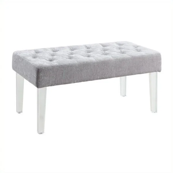 Riverbay Furniture Acrylic Leg Platinum Bench in Clear - Silver