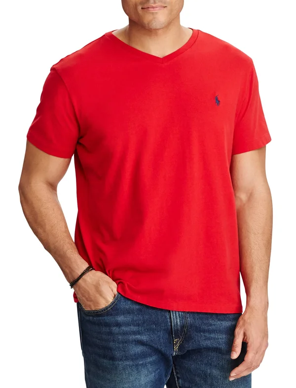Polo Ralph Lauren Big & Tall Classic-Fit Jersey V-Neck Tee - Red - 2XL