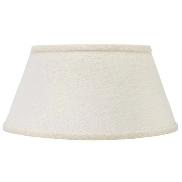 White Linen Shallow Oval 12 inch Vintage Bouillotte Style Lampshade - 6 x 10 in