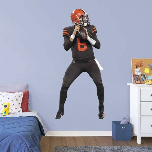 Baker Mayfield for Cleveland Browns: Color Rush - Officially Licensed NFL Removable Wall Decal Life-Size Athlete + 8 Wall Decals