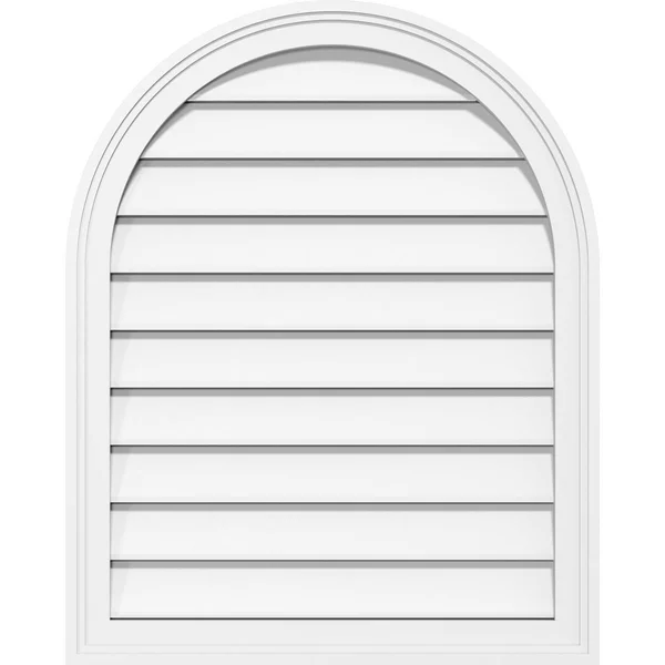 Ekena Millwork GVPRT42X3602SF 42x22W x 36x22H Round Top Surface Mount PVC Gable Vent: Functional - w/ 2x22W x 1-1/2x22P Brickmoul