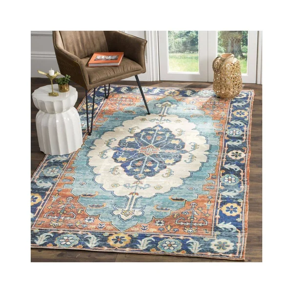 Safavieh Saffron SFN585A 2&3x22 x 8&0x22 Runner Blue, Coral Area Rug