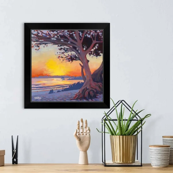 Carmel Beach - Black Framed Wall Art, 16x16, Great Big Canvas