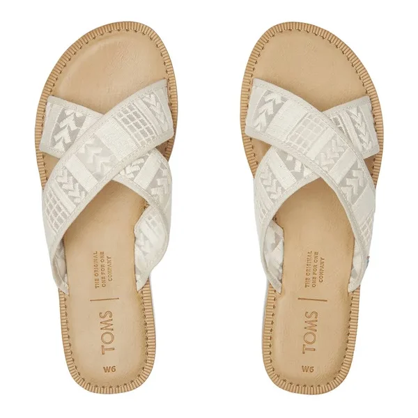 Toms Women's Viv Sandals Natural Arrow Embroidered Mesh 7