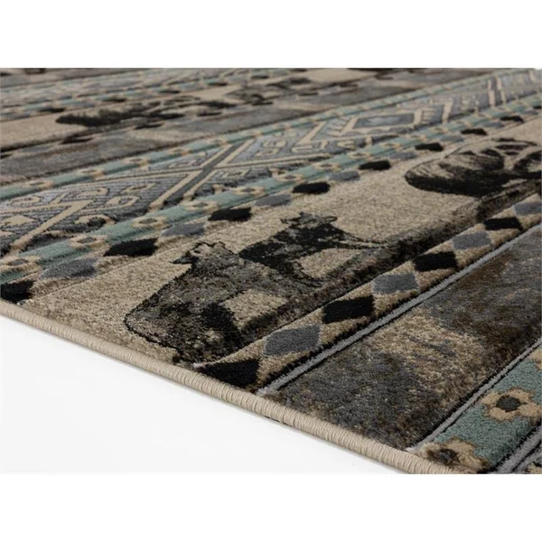 Wild Life Collection Cream/Beige Area Rug - 8& x 11&