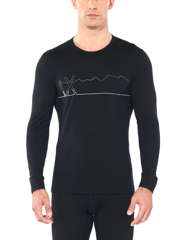 Icebreaker Men's 200 Oasis LS Crewe Single Line Ski Black M