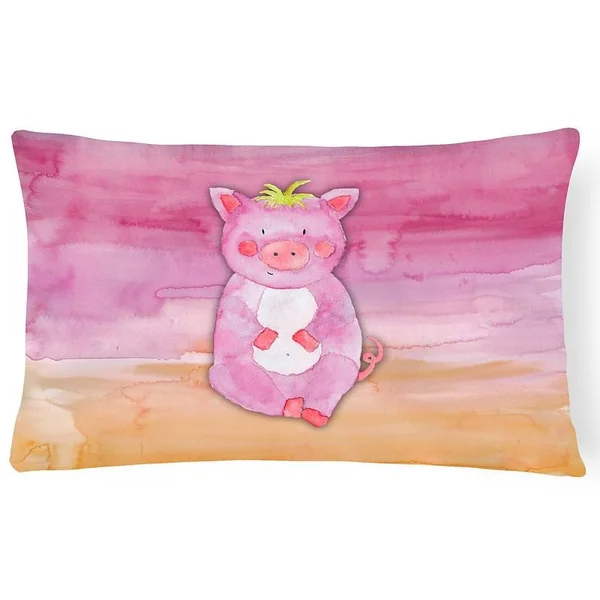 Zoomie Kids Trina Pig Watercolor Lumbar Pillow