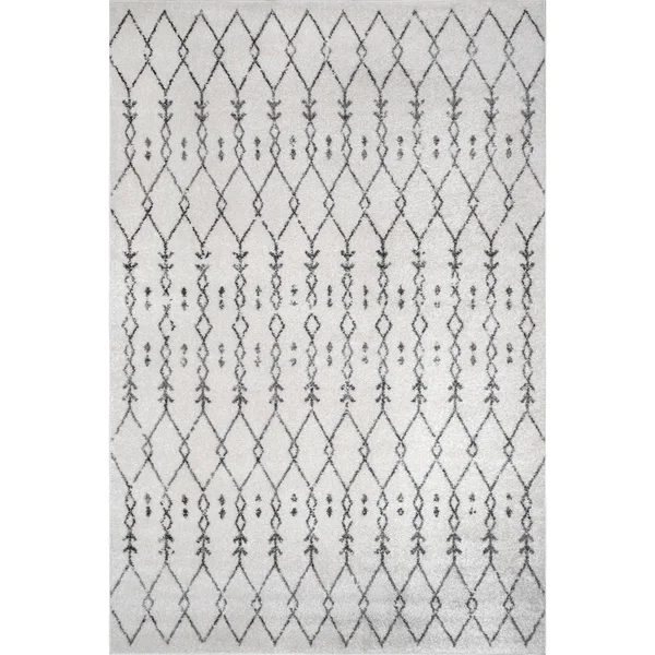 nuLOOM Gem Cartouche Trellis Off White 8 ft. x 10 ft. Area Rug