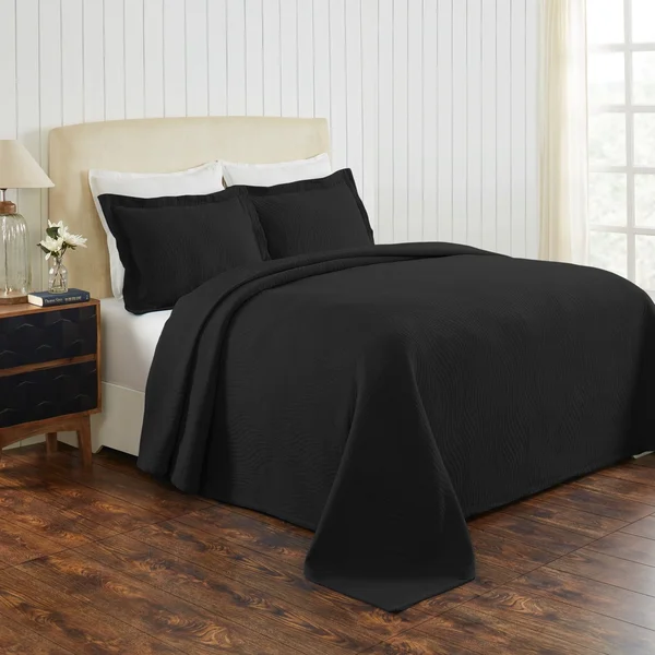 Miranda Haus Laurence Cotton Jacquard Matelasse Bedspread Set - Grey - Twin