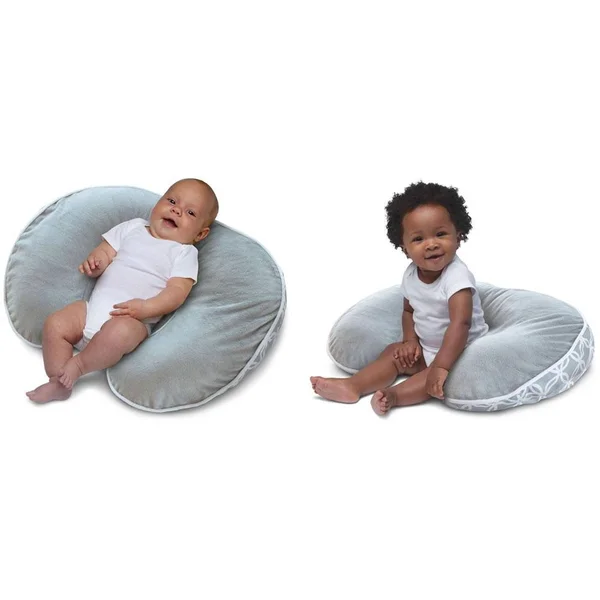 Boppy Luxe Nursing Pillow and Positioner, Ring Toss Gray
