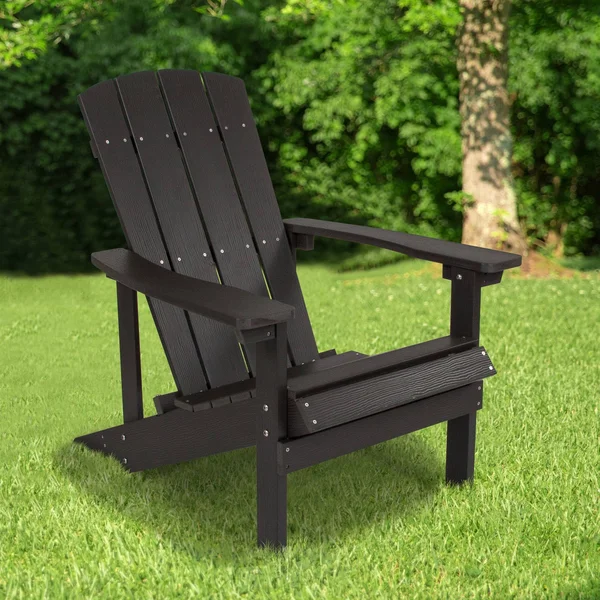Emma and Oliver All-Weather Adirondack Chair in Slate Gray Faux Wood