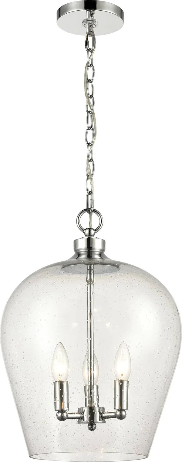 Elk Lighting 30065/3 Darlene 3-Light Pendant in Polished Chrome with Seedy