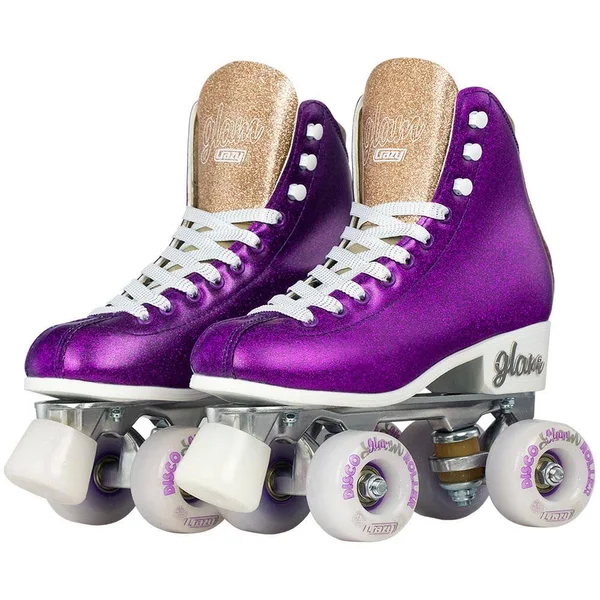 Disco Glam Roller Skates - Glamorous Glitter Quad Skates Teal Glitter, US Mens 3.5, US Ladies 4, EU 35