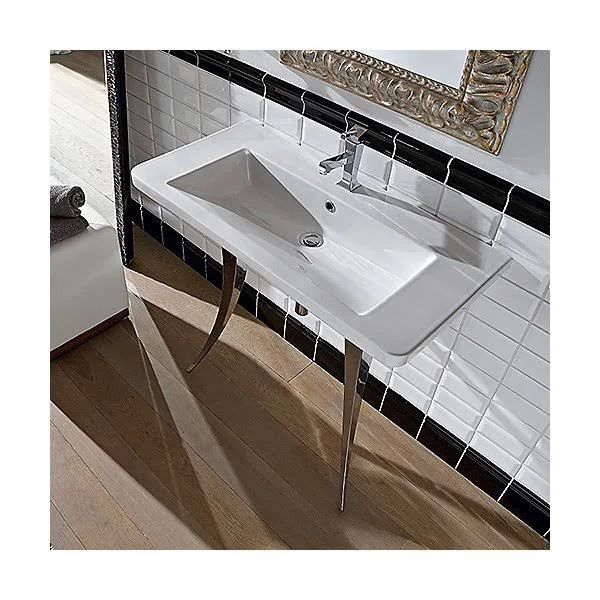 Scarabeo by Nameeks Butterfly Ceramic Rectangular Vessel Bathroom Sink with Overflow, White 4005