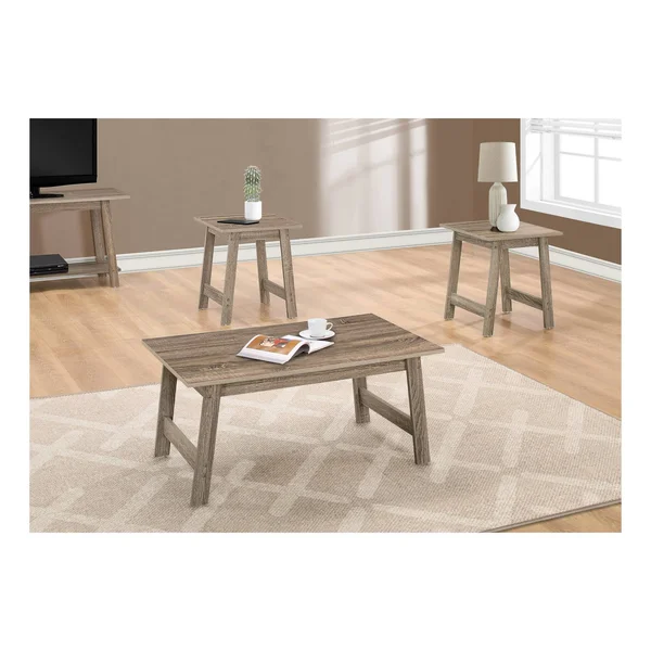 Monarch Specialties I Table Set-3Pcs Set Dark Taupe