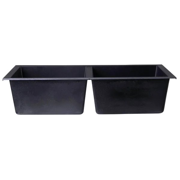 Alfi Brand AB3420UM-BLA Black 34x22 Undermount Double Bowl Granite Composite Kitchen Sink