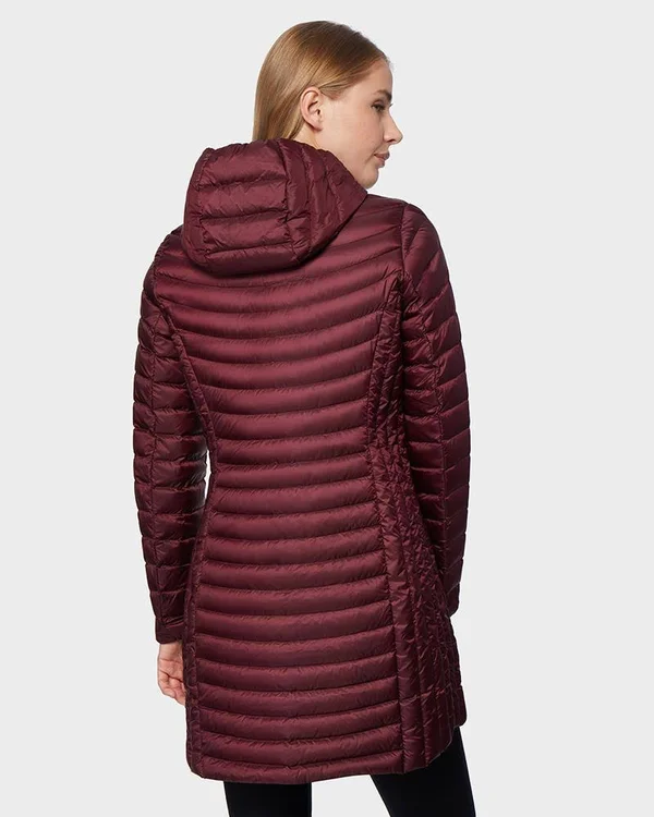 32 Degrees Women's Ultra-Light Long Packable Down 3/4 Jacket Black, XXL