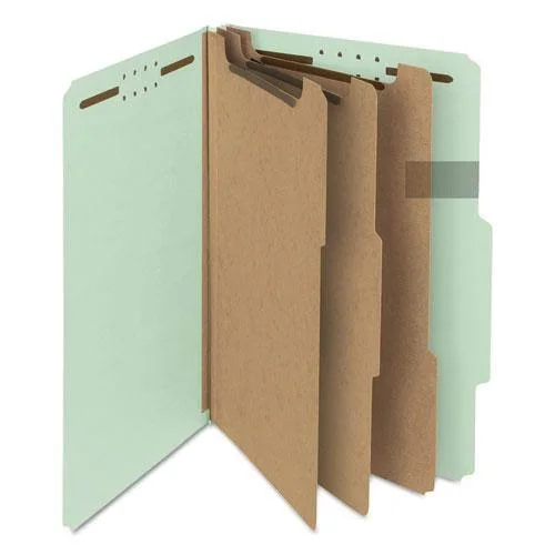 Smead 100% Recycled Pressboard Classification Folders, 3 Dividers, Legal size, Gray-Green, 10/Box