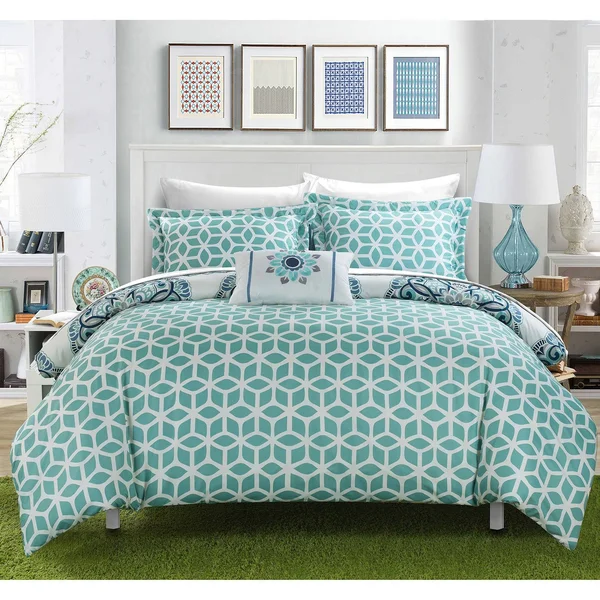 Chic Home Catalonia 8 Piece Reversible Bed in A Bag Comforter Set - Size: Full/Queen, Green