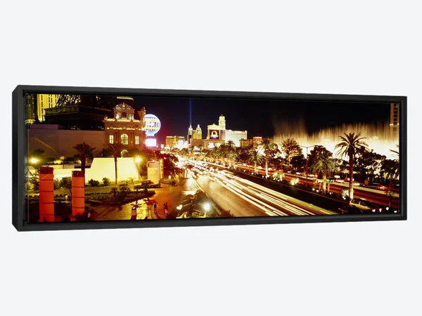Panoramic Images Canvas Art Prints - Buildings in A City Lit Up at Night - Las Vegas, Nevada, USA #2 ( places > North America