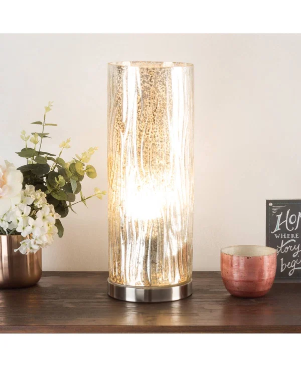 Lavish Home 6 in. LED Uplight Table Lamp in Silver Mercury