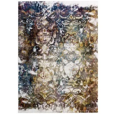 Mcpeak Transitional Distressed Vintage Floral Moroccan Trellis Ivory/Brown Area Rug Bungalow Rose Rug Size: Rectangle 4' x 6'