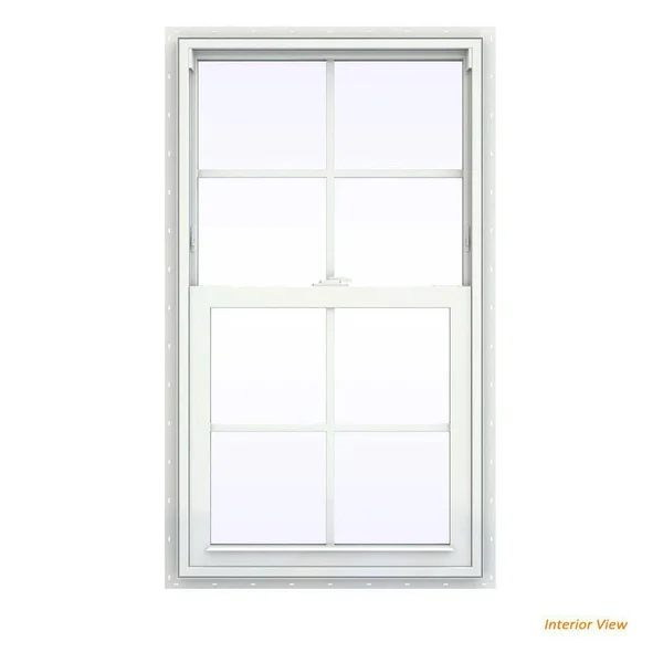 JELD-WEN 24 in. x 36 in. V-2500 Series Bronze FiniShield Vinyl Single Hung Window with Colonial Grids/Grilles