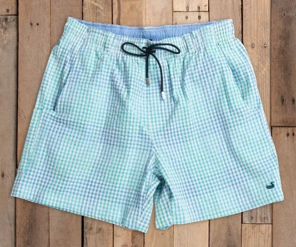 Southern Marsh Dockside Swim Trunk Navy/Blue SS Gingham XL Mens Boardshorts