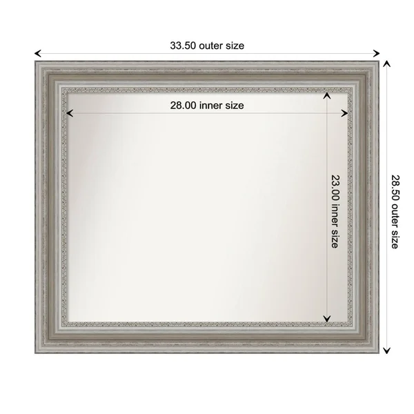 Amanti Art Medium Rectangle Antique Silver Classic Mirror (28.5 in. H x 43.5 in. W)