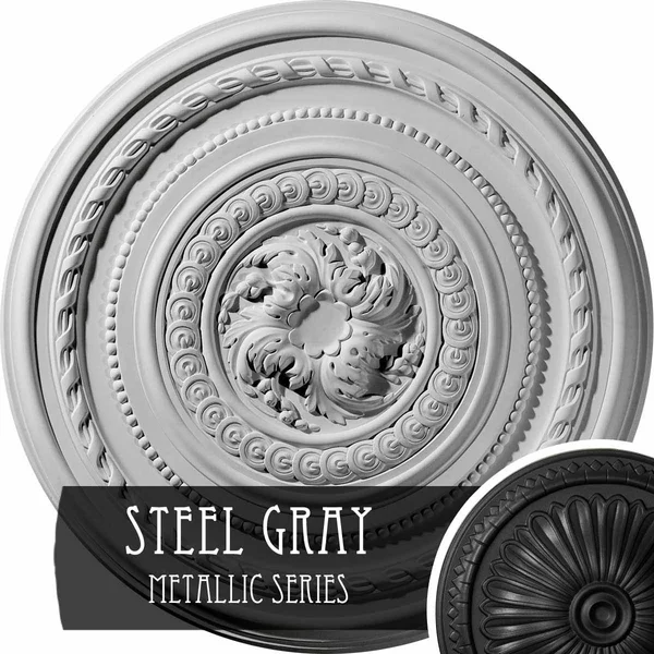 26 1/4x22OD x 1 1/2x22P Pearl Ceiling Medallion (Fits Canopies Up to 1 7/8x22) - Hand-Painted Steel Gray