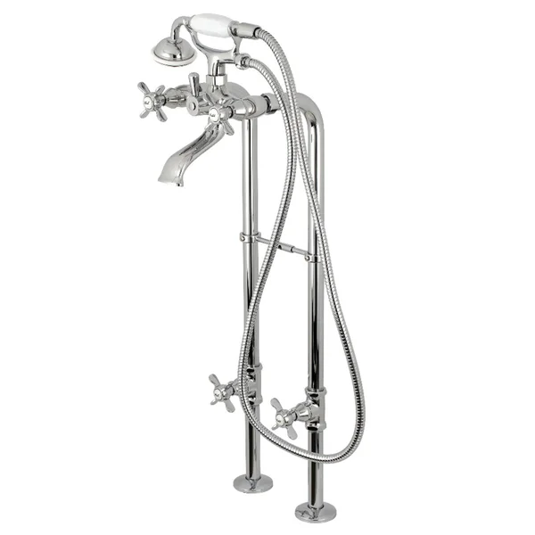 Traditional Freestanding Tub Faucet with Supply Line and Stop Valve - Polished Chrome