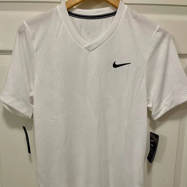 Nike NikeCourt Dry Challenger Top Short Sleeve White/Black - Men's, Size: Small
