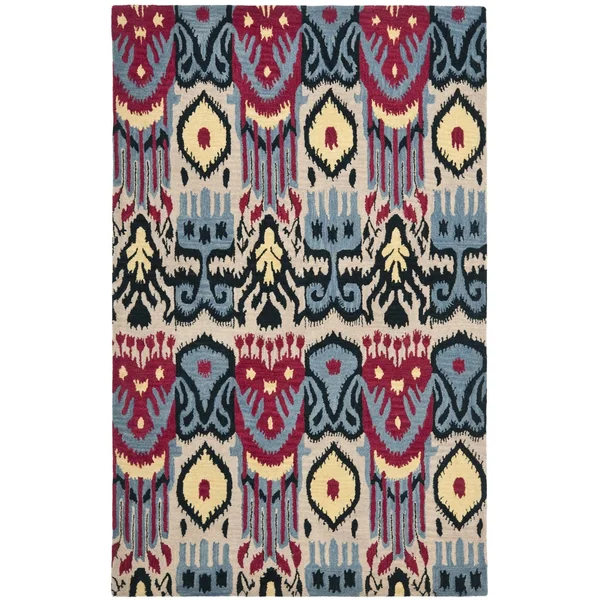 Safavieh 9& x 12& Ikat IKT466A Beige - Blue Rug